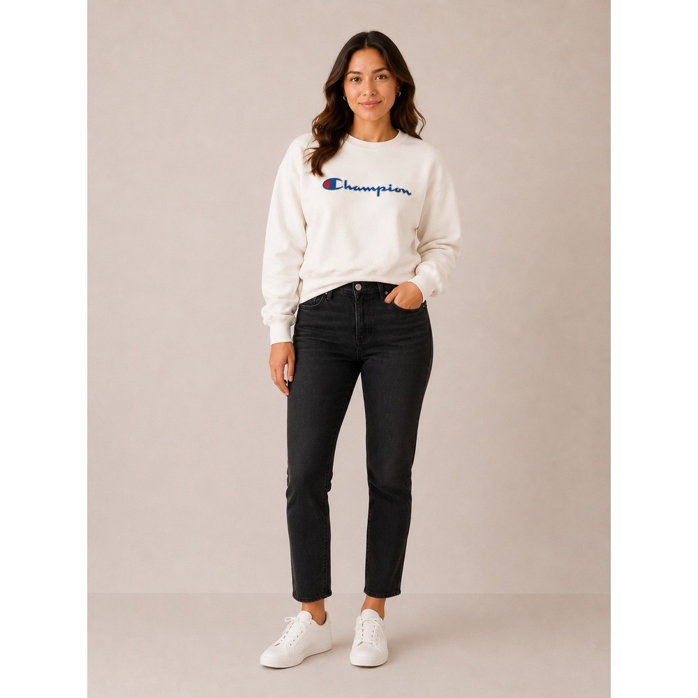 Champion Reverse Weave Crewneck Sweatshirt Small White Embroidered Script Logo